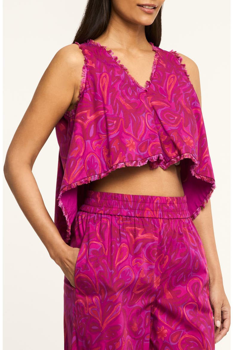 Ibbie Paisley Bloom Cotton Blend Top, Main, color, PURPLE GARNET MULTI