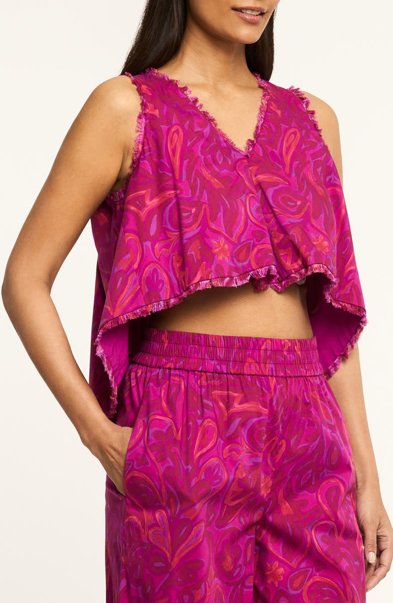 Cinq à Sept Ibbie Paisley Bloom Cotton Blend Top, Main, color, Purple Garnet Multi