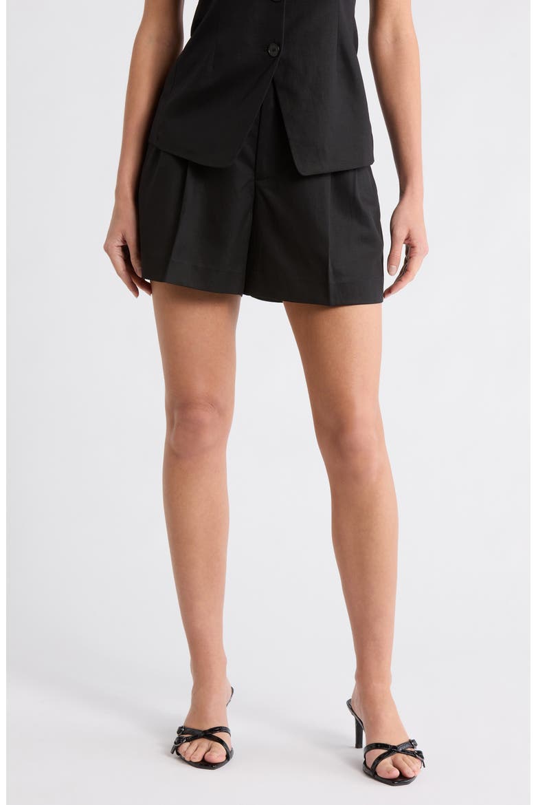 The Harlow Shorts in Drapey Twill, Main, color, JET BLACK