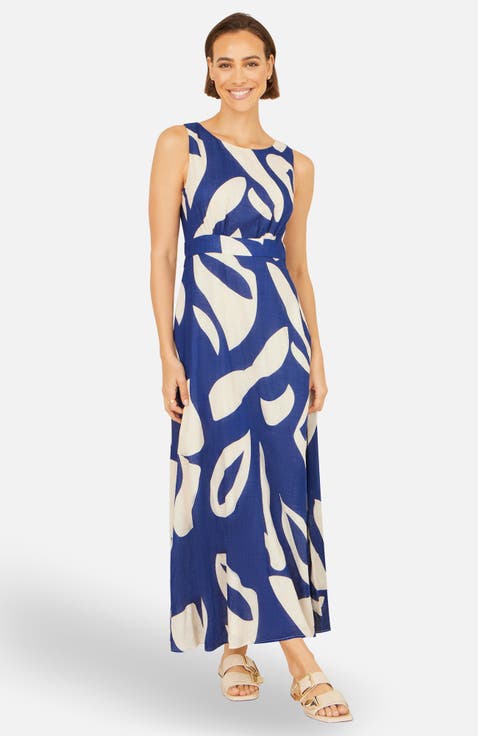 Cotton Abstract Print Maxi Dress