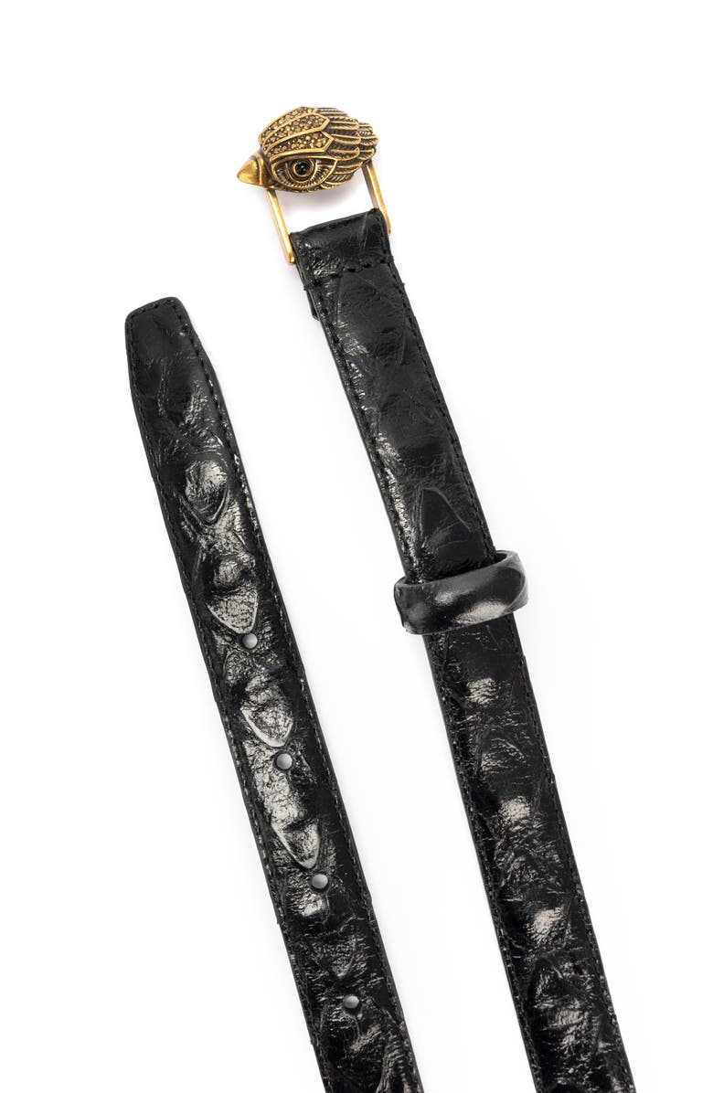 Kurt Geiger London Eagle Leather Belt, Alternate, color, Black Antique Brass