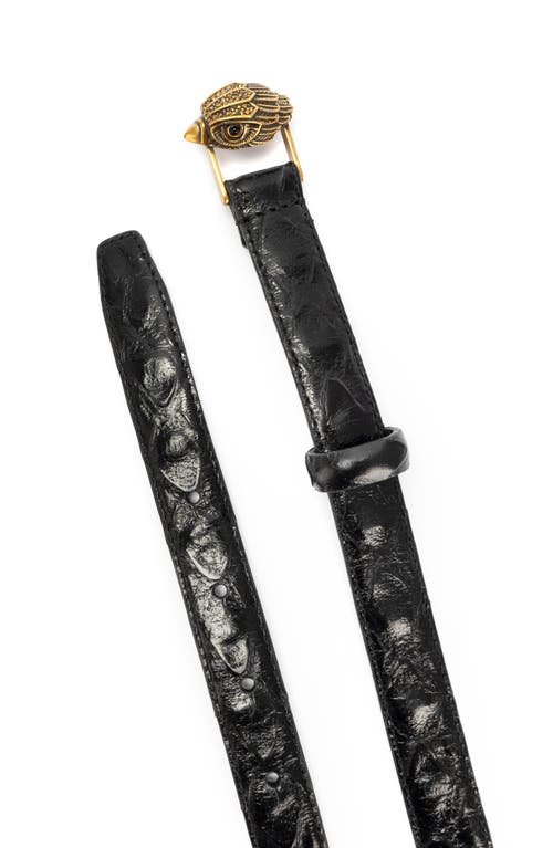 Kurt Geiger London Eagle Leather Belt In Black