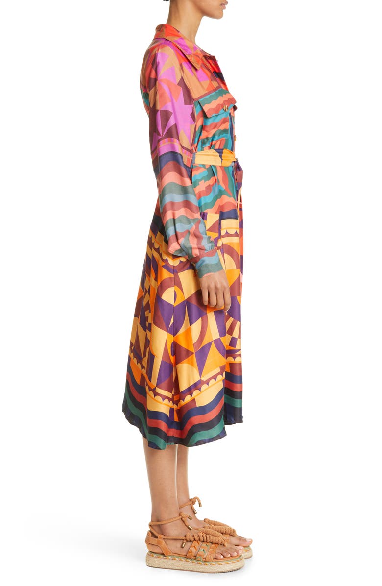 FARM Rio Scarves Long Sleeve Shirtdress, Alternate, color, 