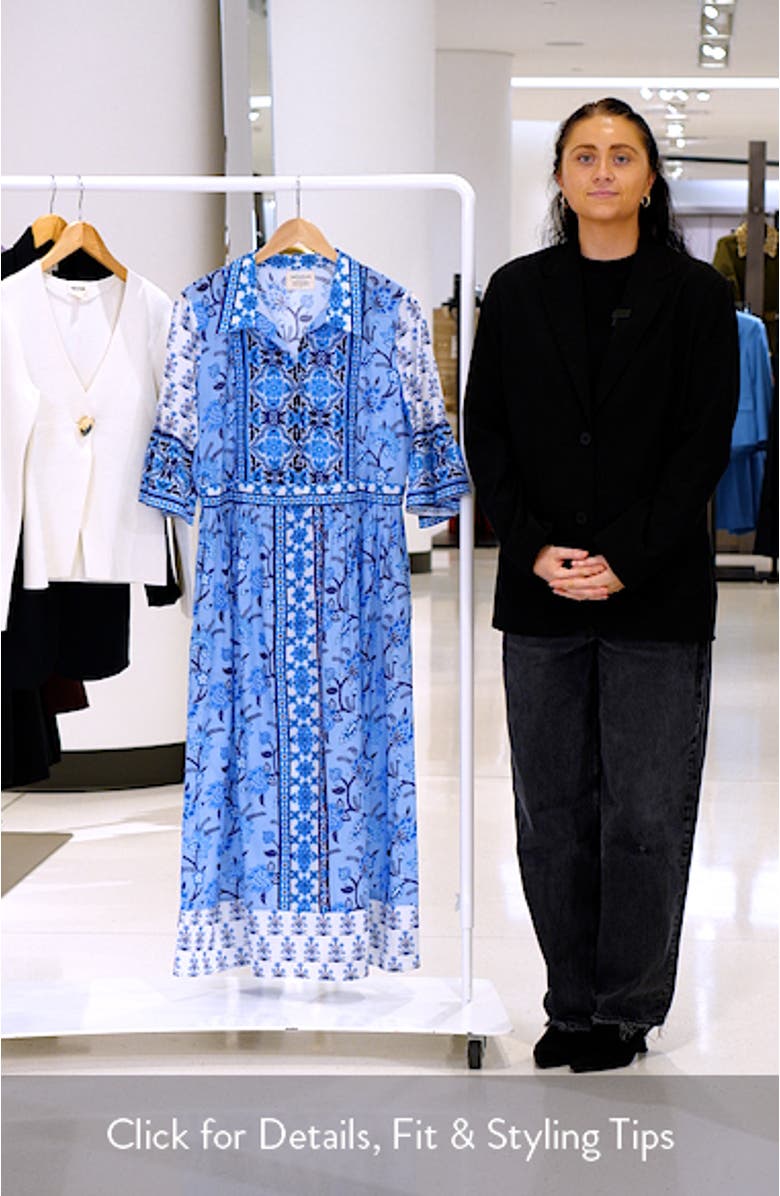 Jardin Mixed Print Cotton Midi Dress, sales video thumbnail