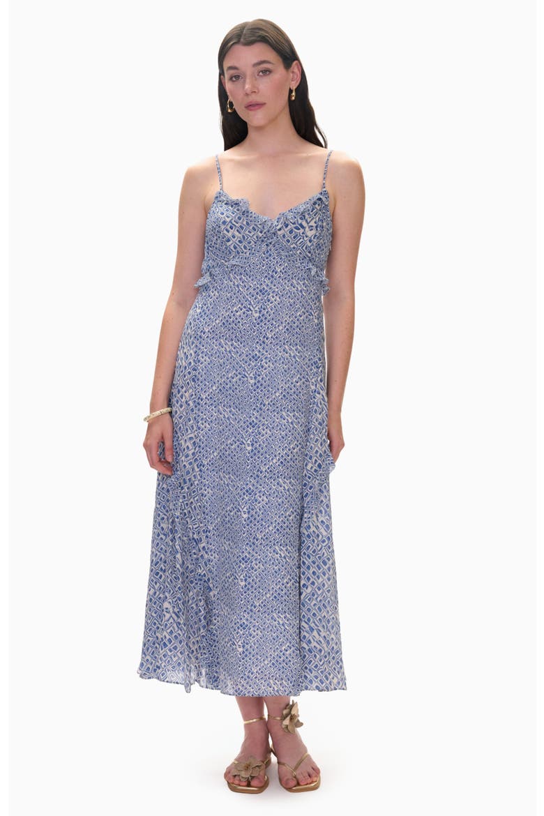 Olivia Print Mix Slip Dress, Main, color, Indigo Blue Multi
