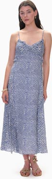 Rebecca Taylor Olivia Print Mix Slip Dress