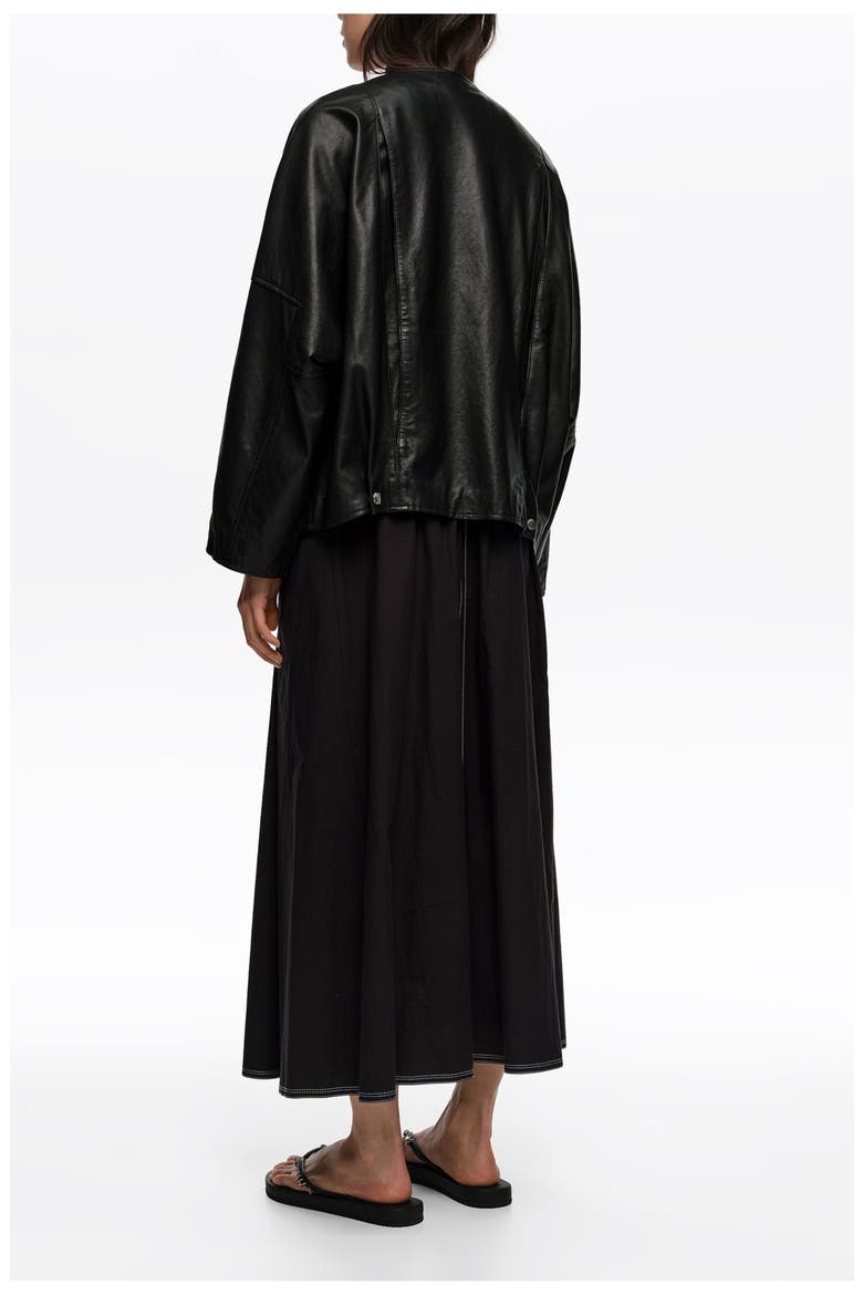 A-Line Skirt With Buttons, Alternate, color, BLACK