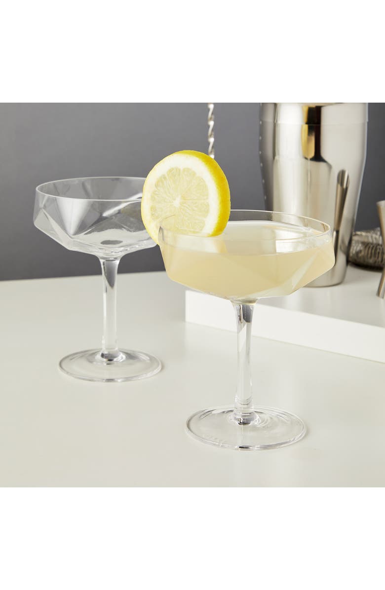 Viski Seneca Crystal Faceted Coupes Set of 2, Alternate, color, Clear