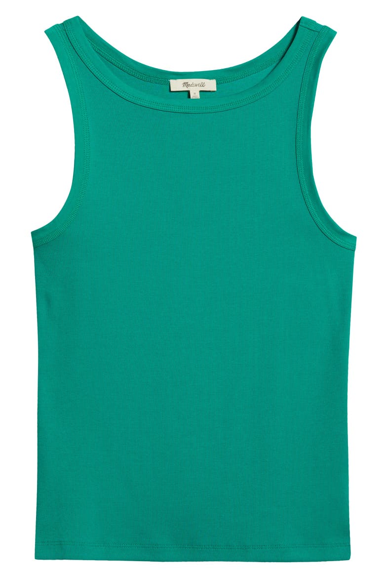 High Neck Cotton Tank, Alternate, color, VERDANT GREEN