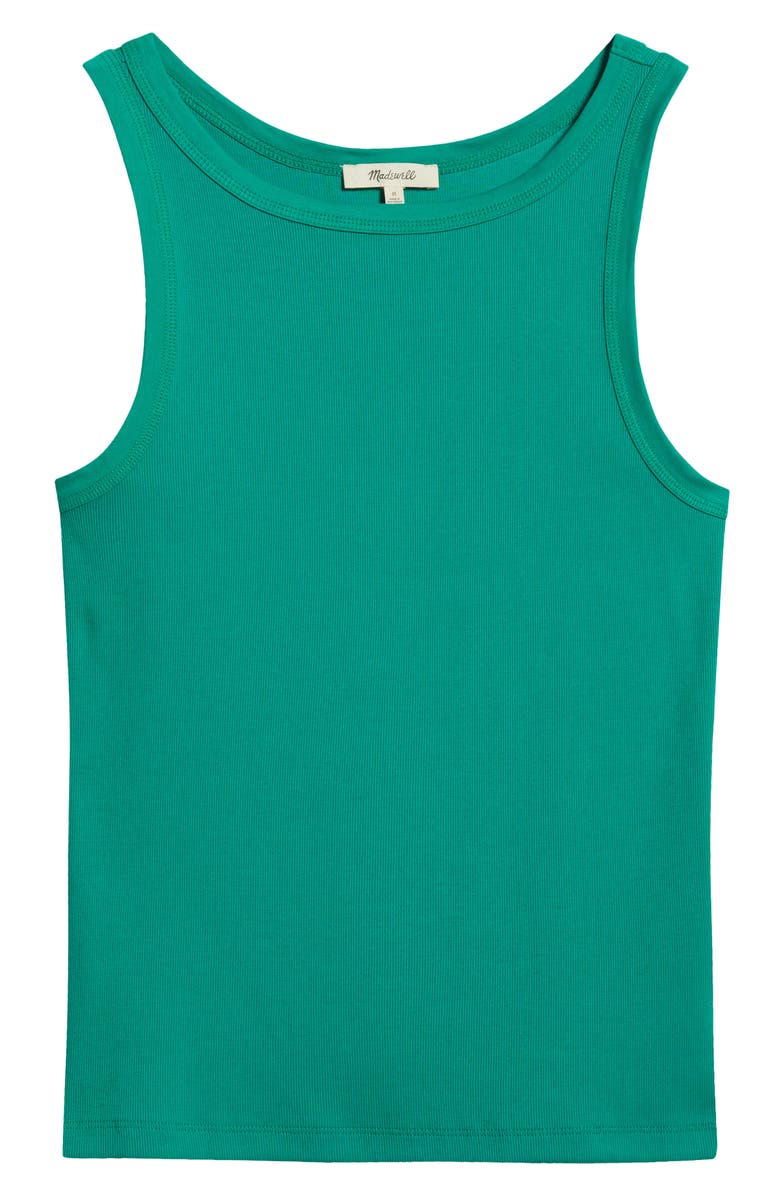 Madewell High Neck Cotton Tank, Alternate, color, Verdant Green