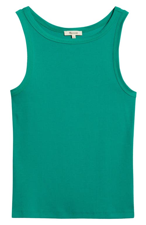 Madewell High Neck Cotton Tank In Verdant Green