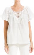 MAX STUDIO Flutter Sleeve Crochet Top