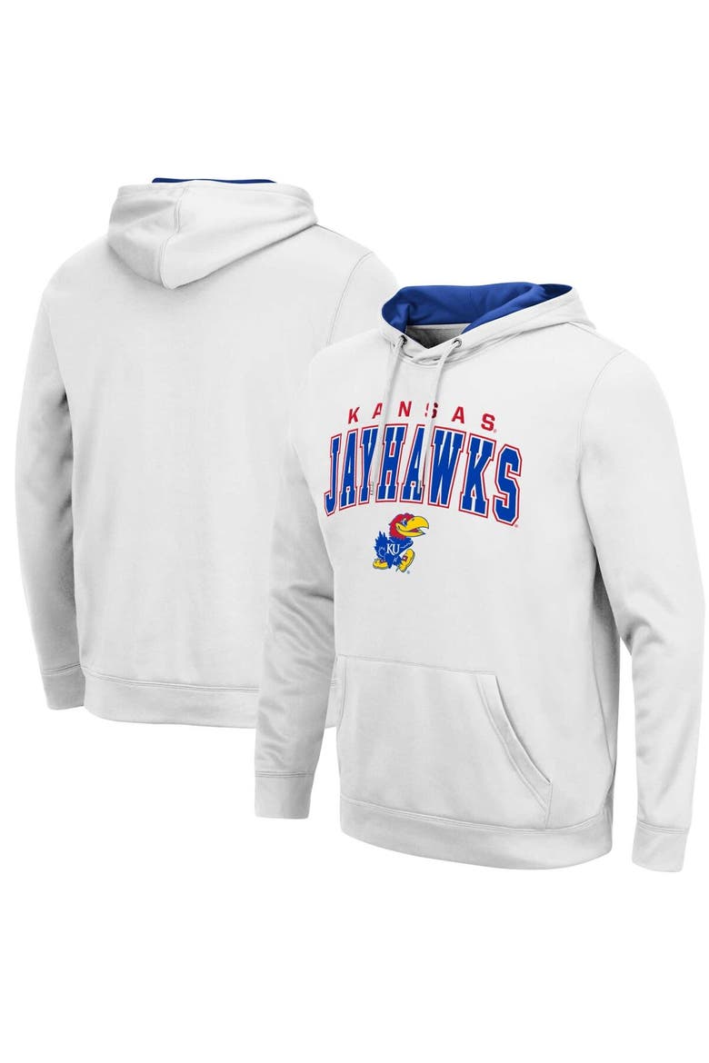 Men's Colosseum White Kansas Jayhawks Resistance Pullover Hoodie, Alternate, color, White