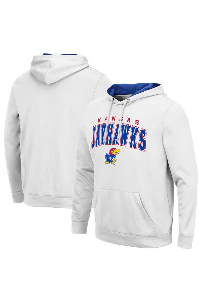 COLOSSEUM Men's Colosseum White Kansas Jayhawks Resistance Pullover Hoodie, Alternate, color, 