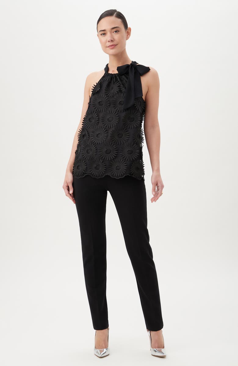 Trina Turk Mirai Floral Appliqué Top, Alternate, color, Black