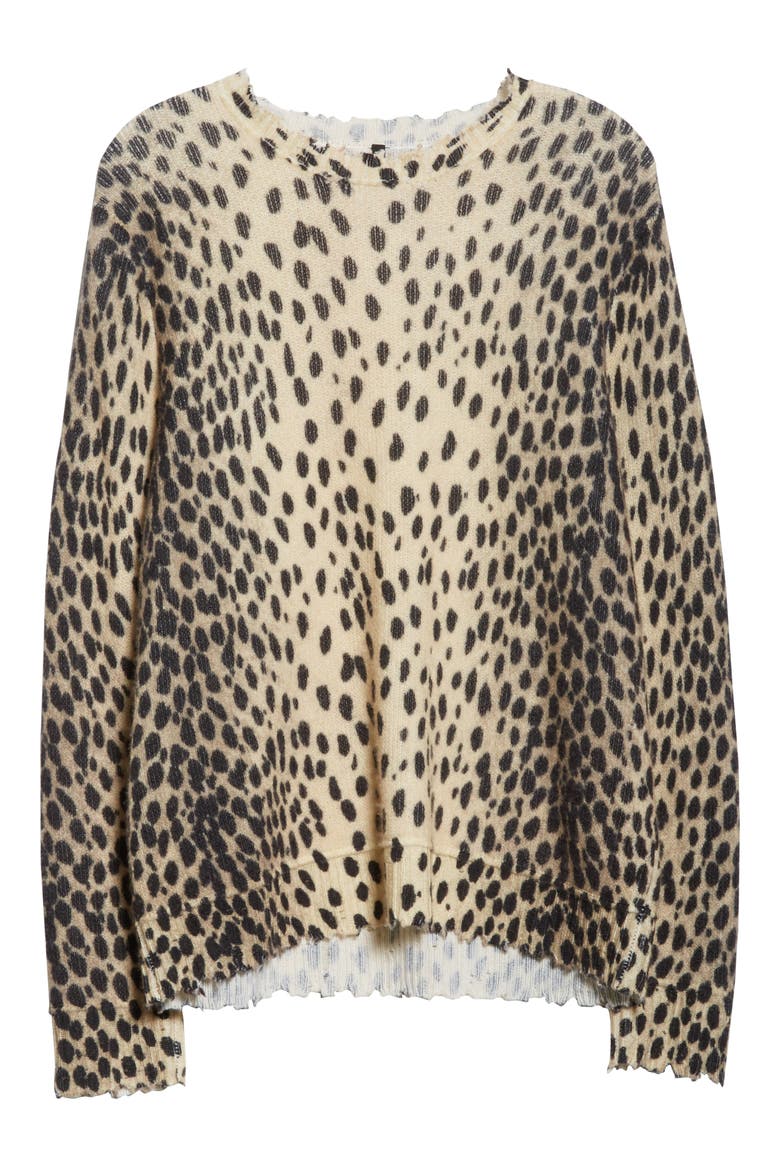 Cheetah Print Distressed Cashmere Sweater, Alternate, color, CHEETAH PRINT