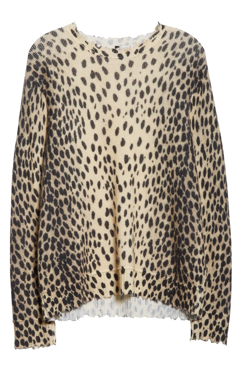 R13 Cheetah Print Distressed Cashmere Sweater, Alternate, color, 