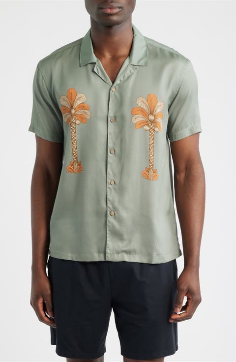 Oasis Palms Print Camp Shirt