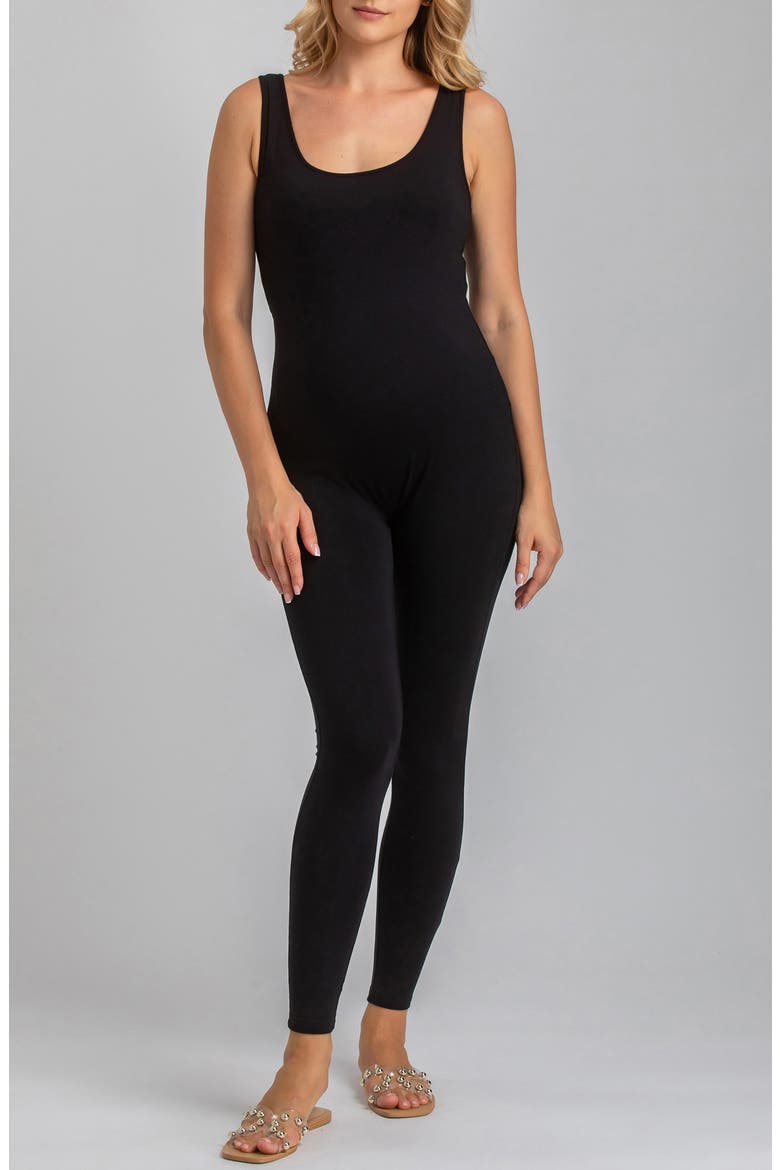 Scoop Neck Maternity Jumpsuit, Alternate, color, BLACK