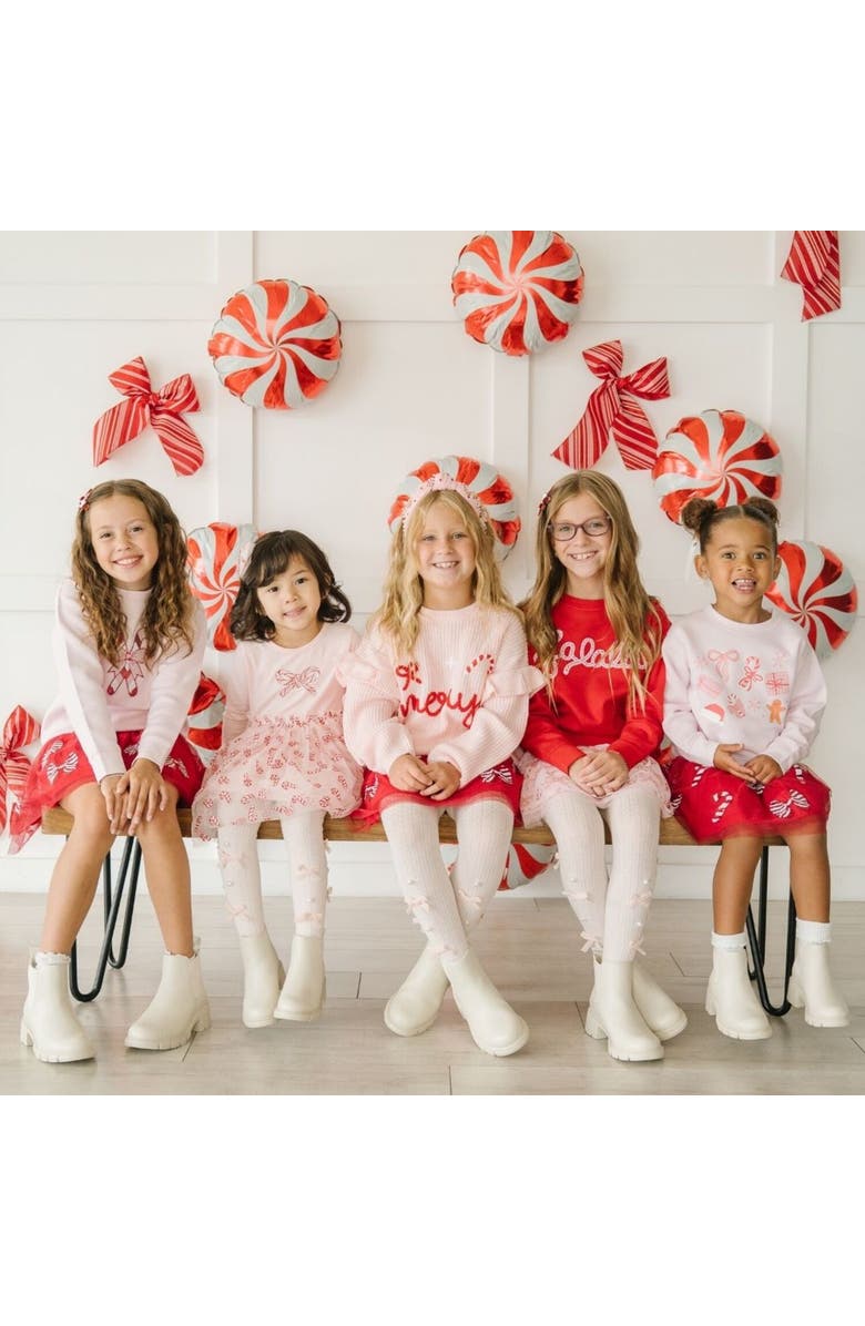 Sweet Wink Candy Cane Patch Christmas Sweatshirt, Alternate, color, Ballet Pink