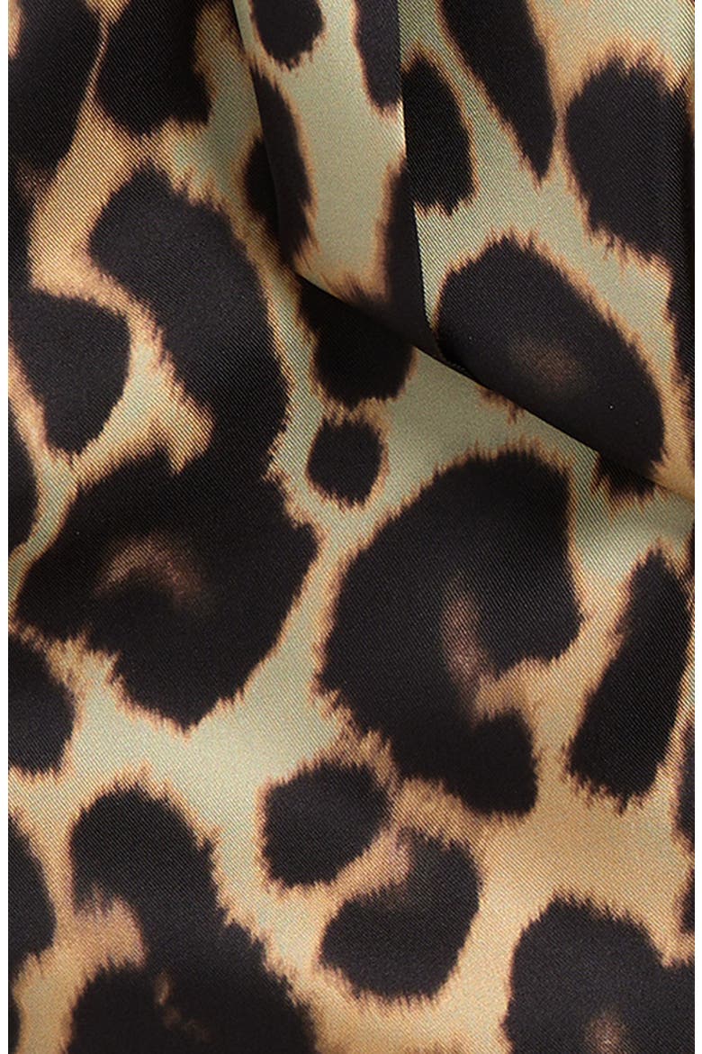 Floral Print Silk Skinny Scarf, Alternate, color, LEOPARD