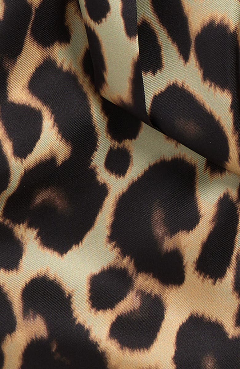Nordstrom Floral Print Silk Skinny Scarf, Alternate, color, Leopard