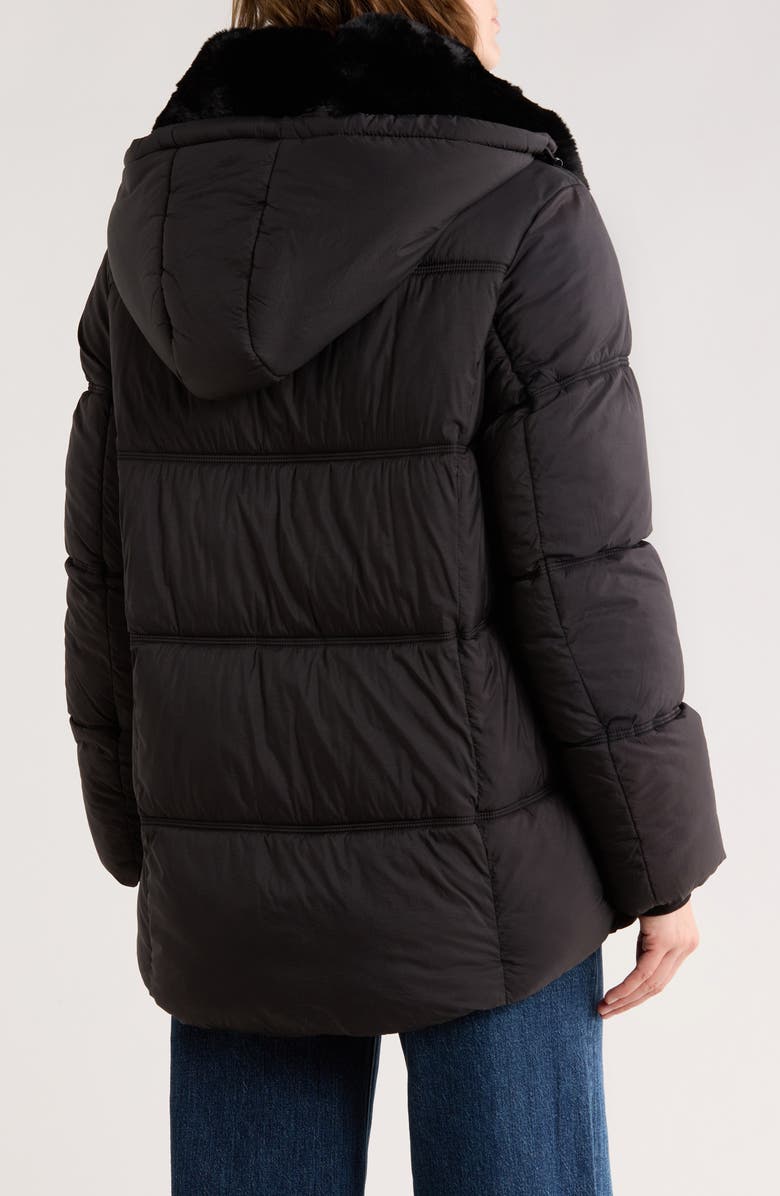 Michael Kors Faux Fur Trim Hooded Puffer Jacket, Alternate, color, Black