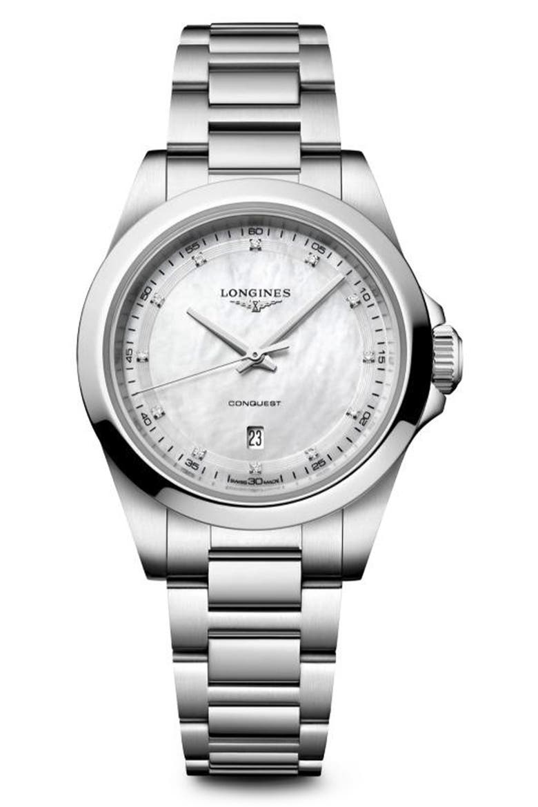 Conquest Bracelet Watch, 30mm, Main, color, WHITE MOTHER OF PEARL