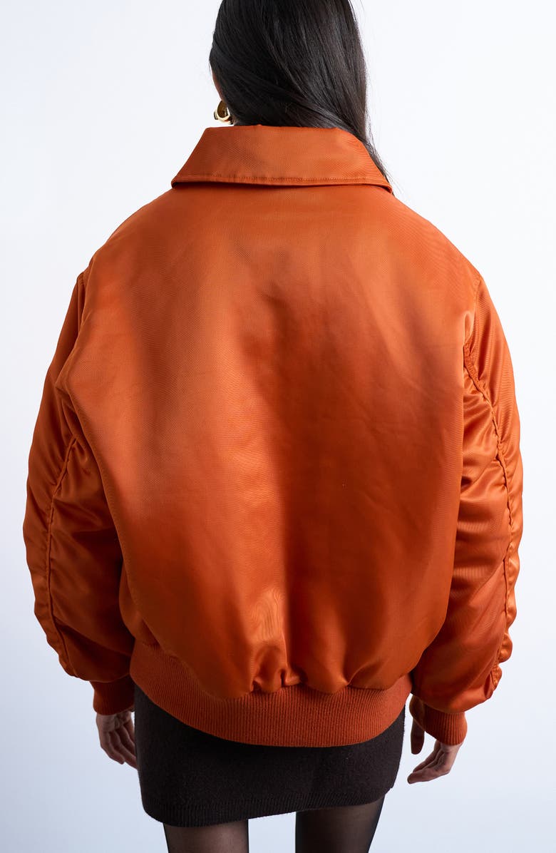 Topshop Nylon Bomber Jacket, Alternate, color, Orange