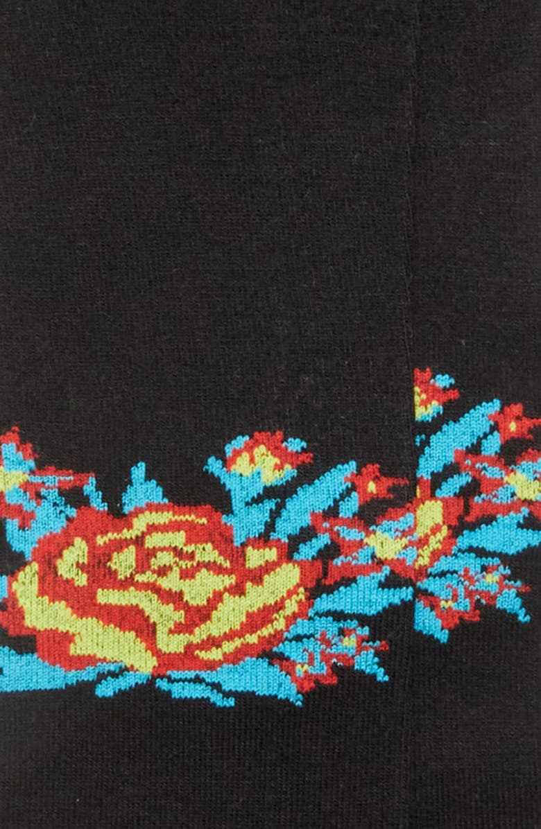 Chopova Lowena Black Bouquet Knee High Socks, Alternate, color, 