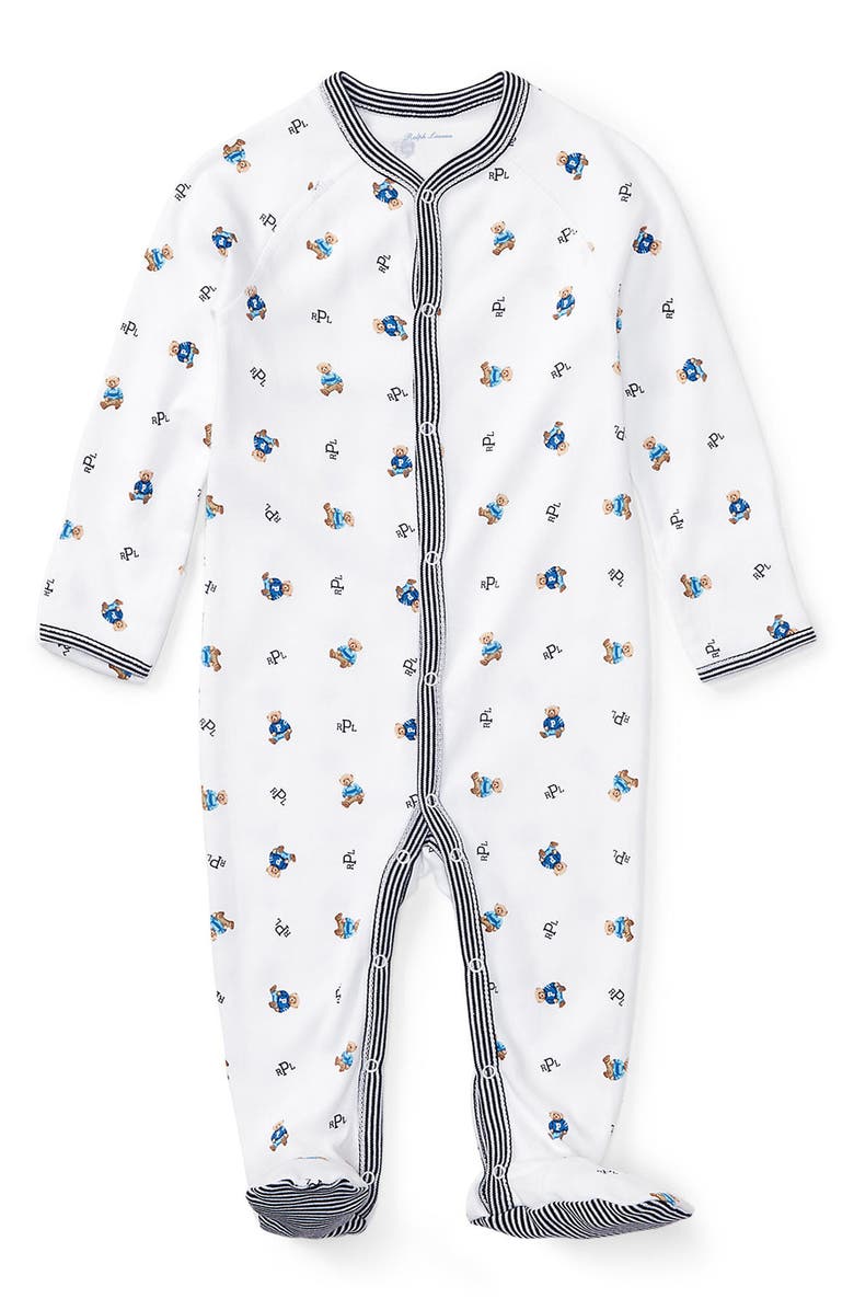 Ralph Lauren Print Footie, Main, color, White Bear Print