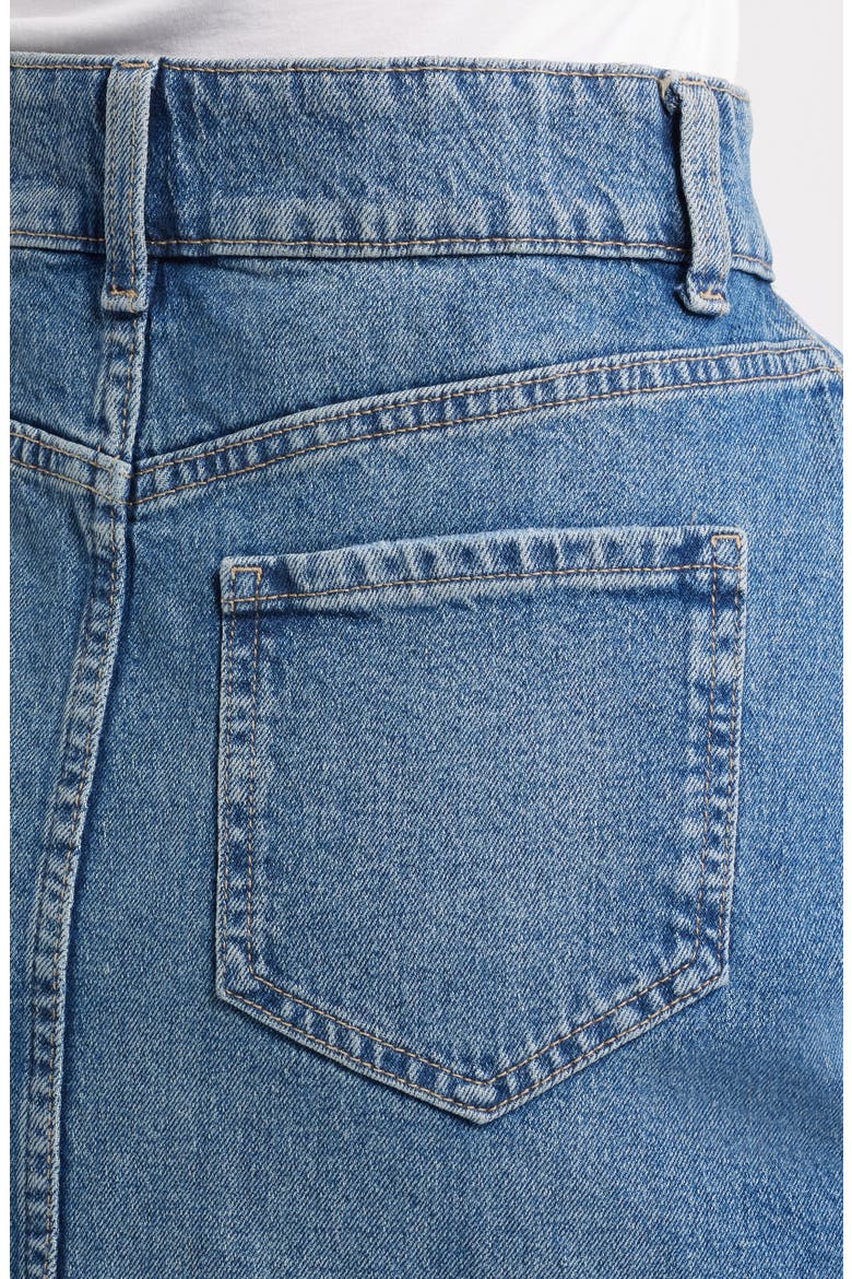 Raw Hem Denim Miniskirt, Alternate, color, MID WASH