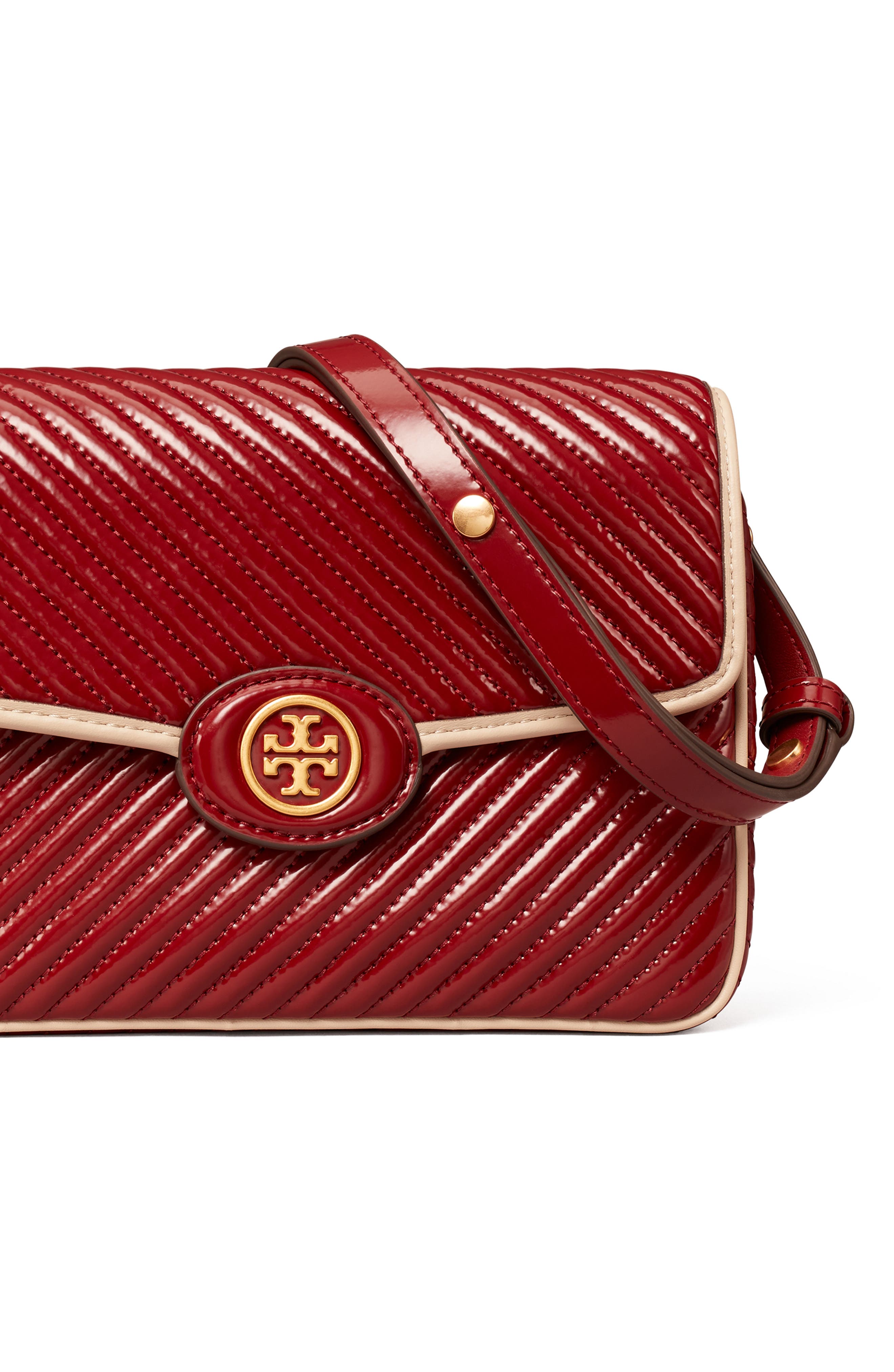Tory Burch Robinson Quilted Leather Shoulder Bag, Alternate, color, Brick
