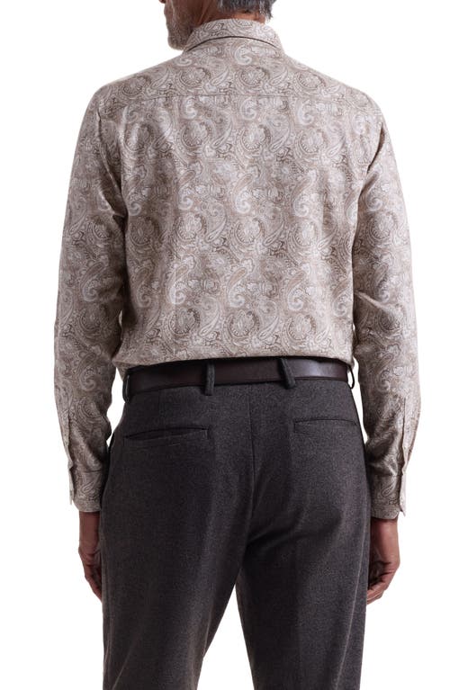 Bugatchi Axel Trim Fit Paisley Cotton Button-up Shirt In Gray