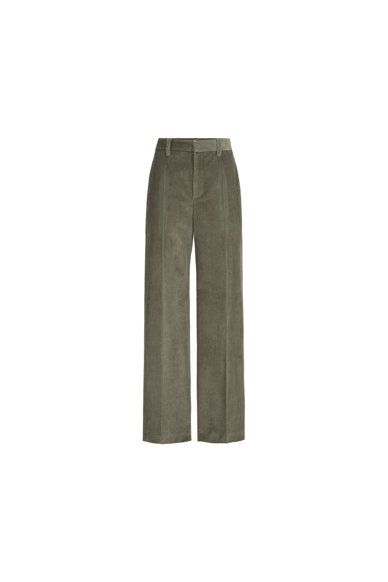 Cotton corduroy loose trousers with monili, Alternate, color, Origano