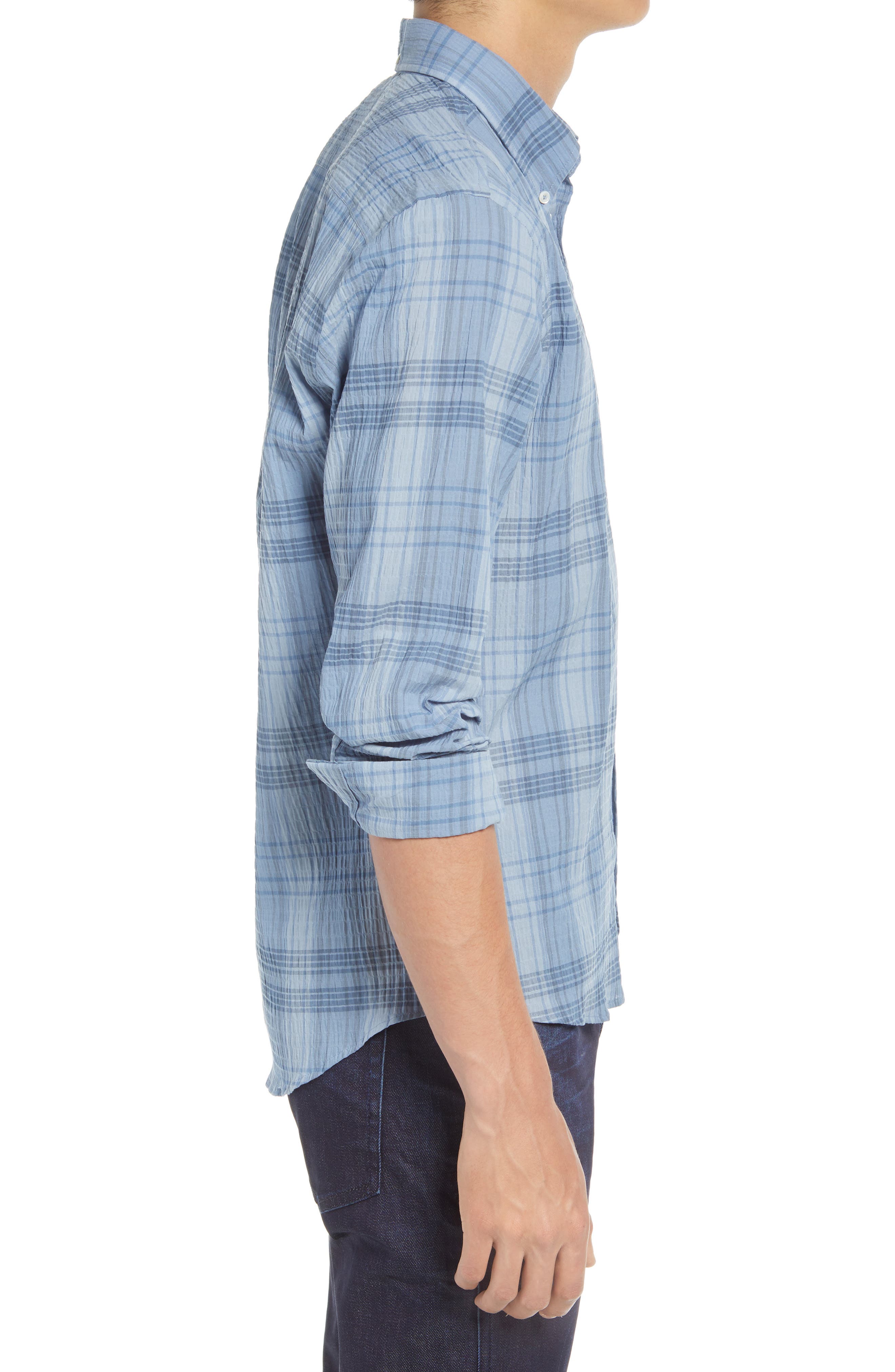 Billy Reid Offset Pocket Check Button-Down Shirt (Men) | Nordstrom