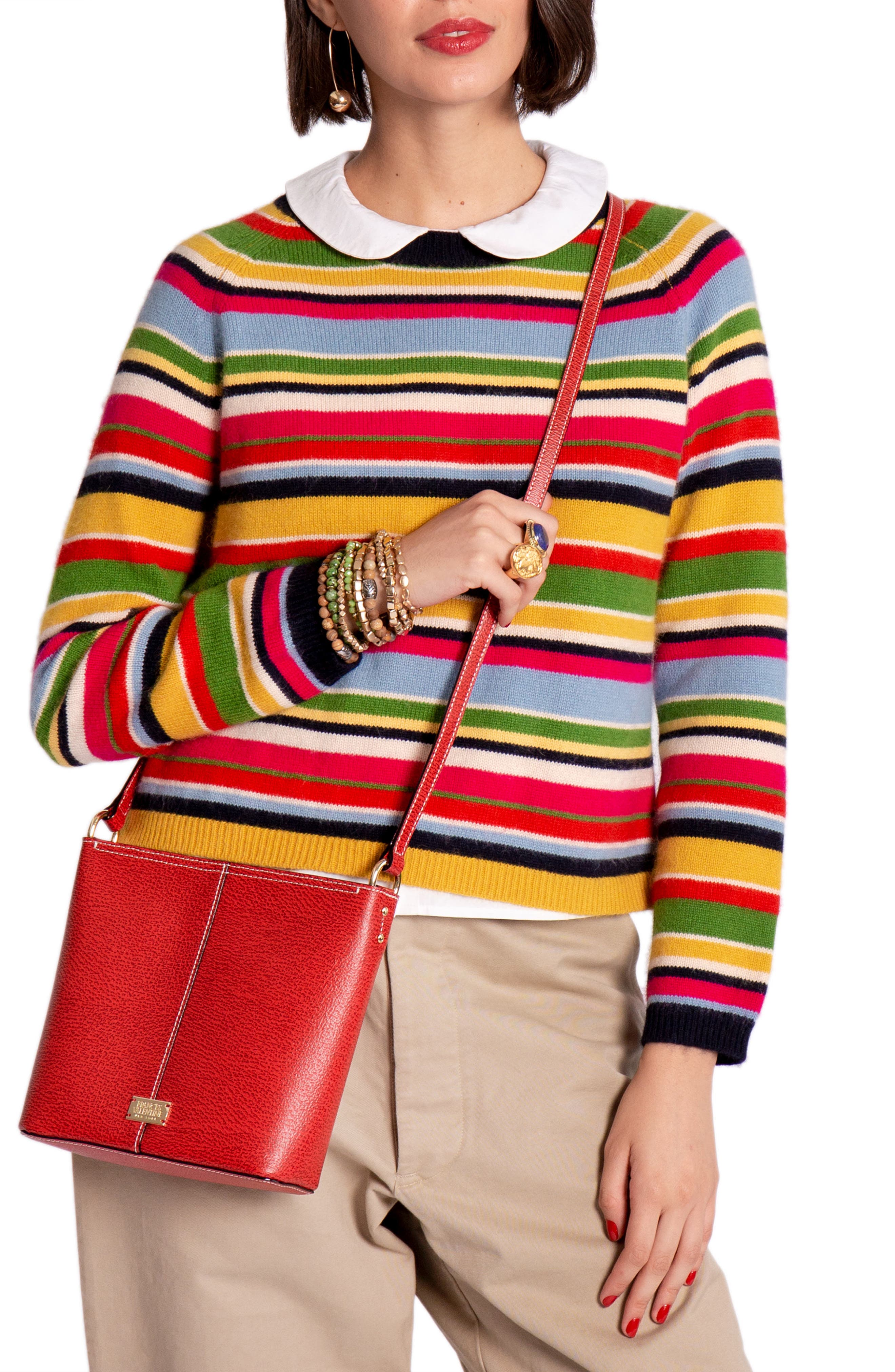 Small Fin Leather Crossbody Bag, Alternate, color, RED