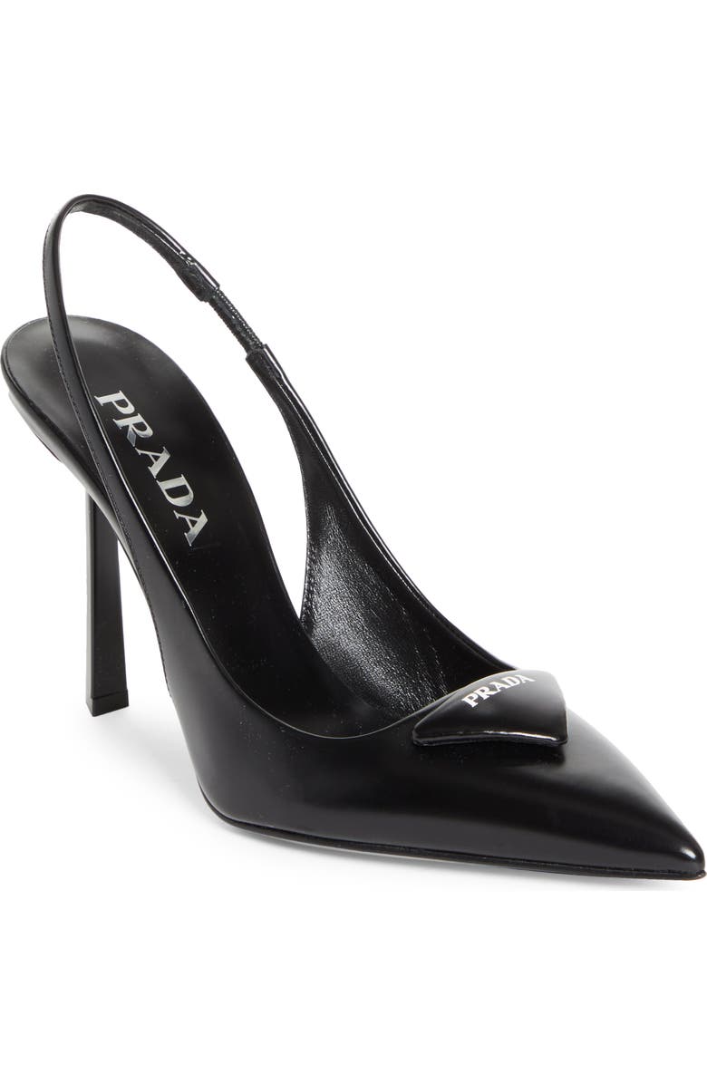 Prada Puffy Logo Slingback Pump, Main, color, Nero