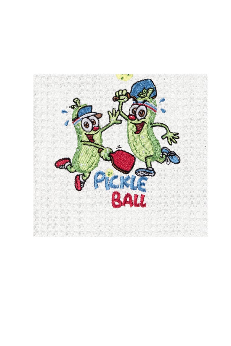 "Pickle Ball" Waffle Weave Dishtowel, Alternate, color, Green