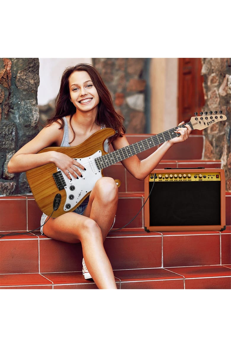 40 Watt Electric Guitar Amplifier with 8, 4-Ohm Speaker, Microphone Inputs & More, Alternate, color, Mahogany