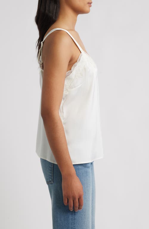 Liverpool Los Angeles Lace Trim Satin Camisole In White