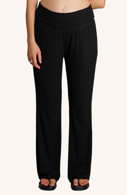 Nom Maternity Supersoft Rib Wide Leg Maternity Pants In Black