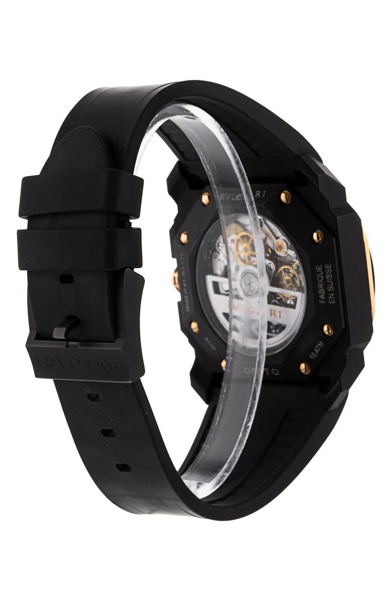 Watchfinder & Co. Bvlgari Preowned 2021 Octo L'originale 103075 Automatic Rubber Strap Watch, 41mm, Alternate, color, Black