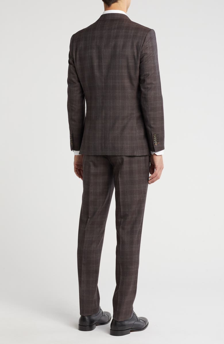 English Laundry Plaid Trim Fit Notch Lapel Wool Blend Two-Piece Suit, Alternate, color, Brown