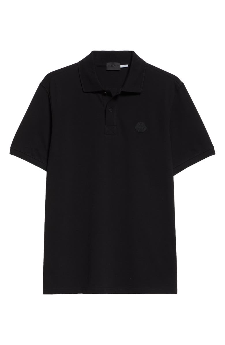 Moncler Logo Cotton Polo, Alternate, color, Black