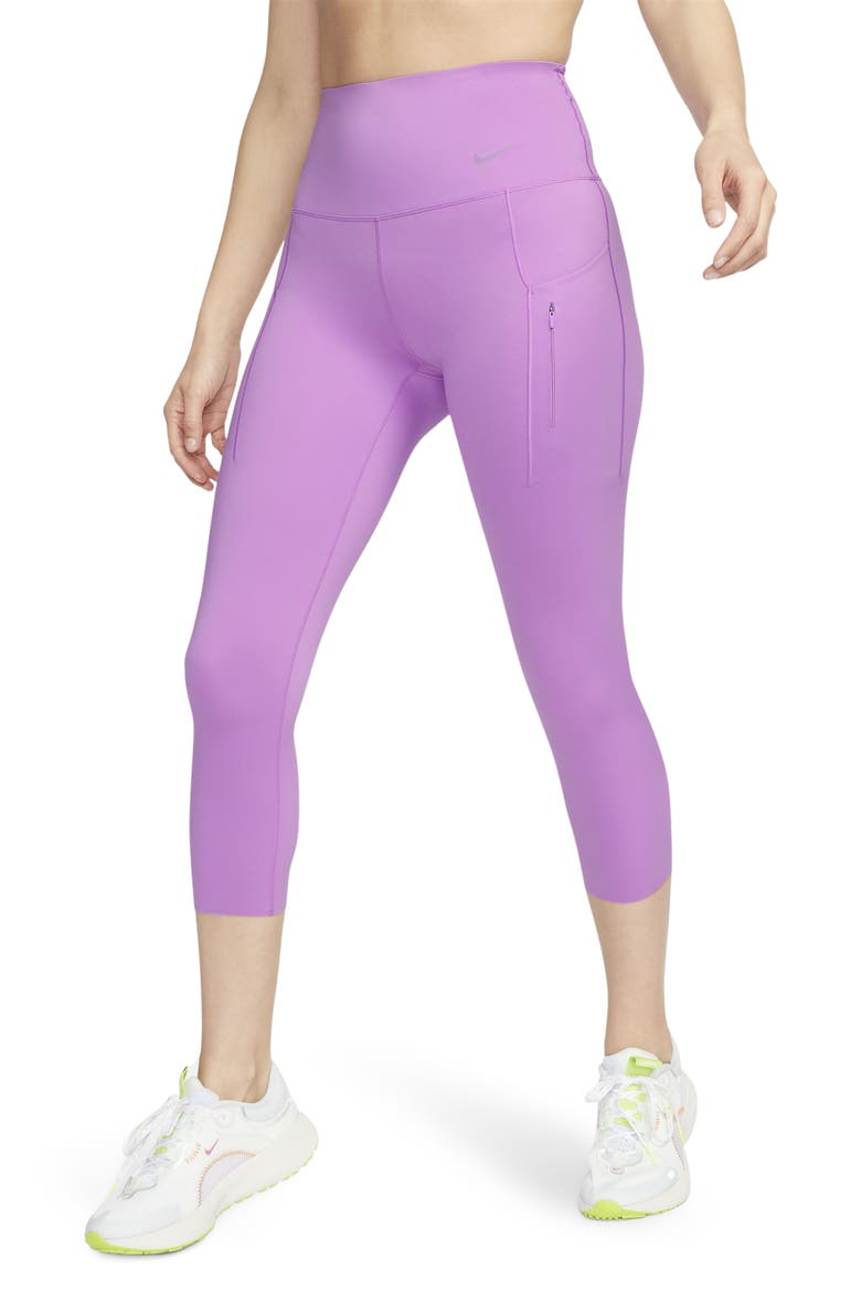 Dri-FIT Go Firm Support High Waist Crop Leggings, Main, color, 532 RUSH FUCHSIA/BLACK
