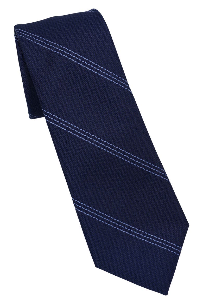 Stitch Stripe Tie, Main, color, NAVY/ BLUE
