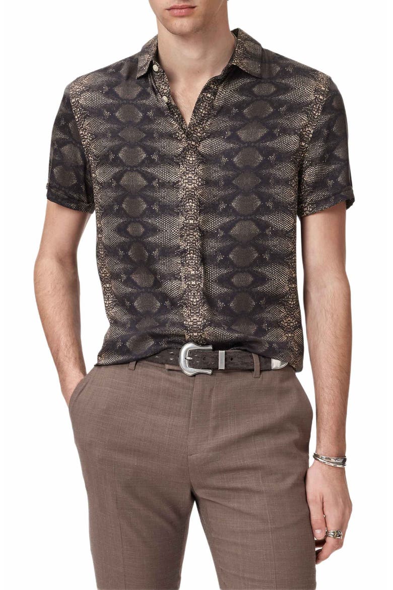 Loren Slim Fit Short Sleeve Button-Up Shirt, Main, color, LIGHT KHAKI