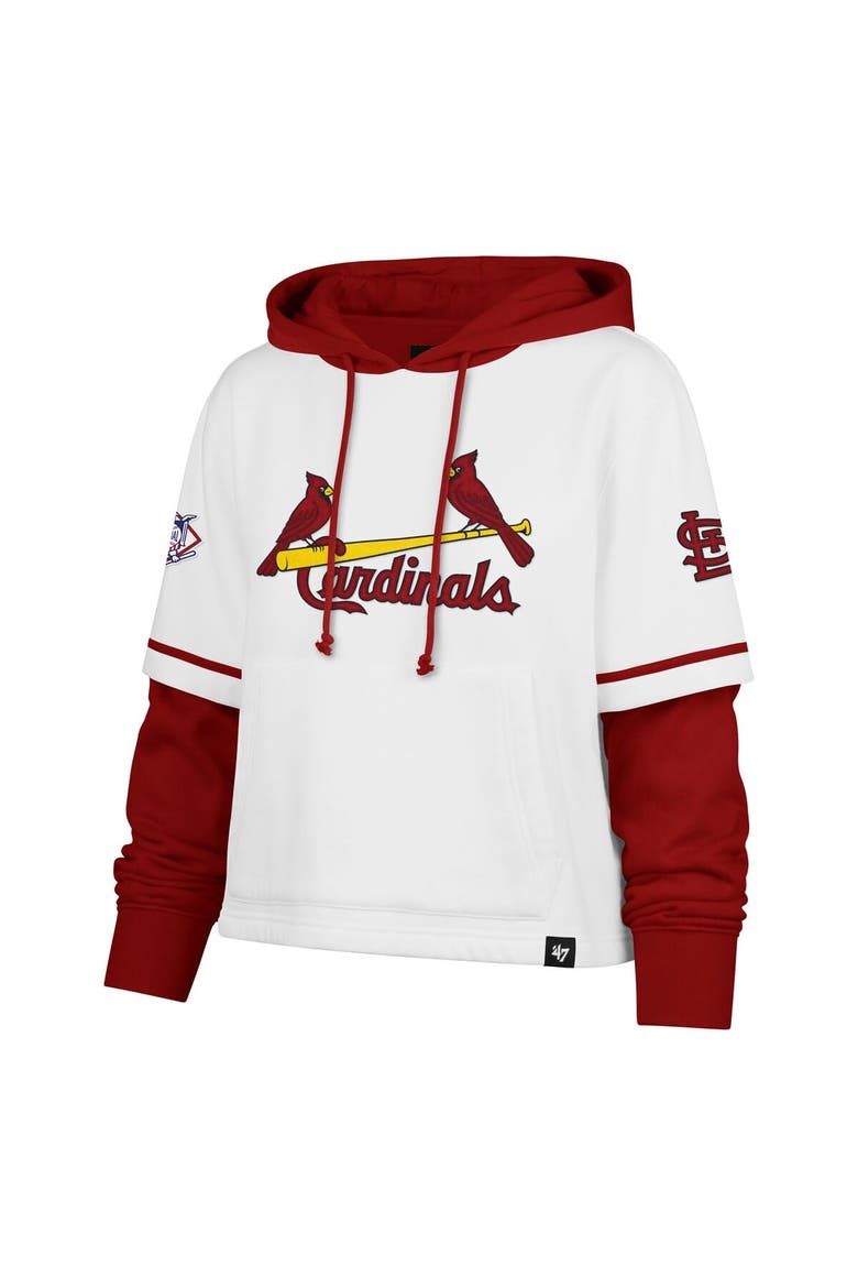 Women's '47 White St. Louis Cardinals Trifecta Shortstop Cropped Pullover Hoodie, Alternate, color, White