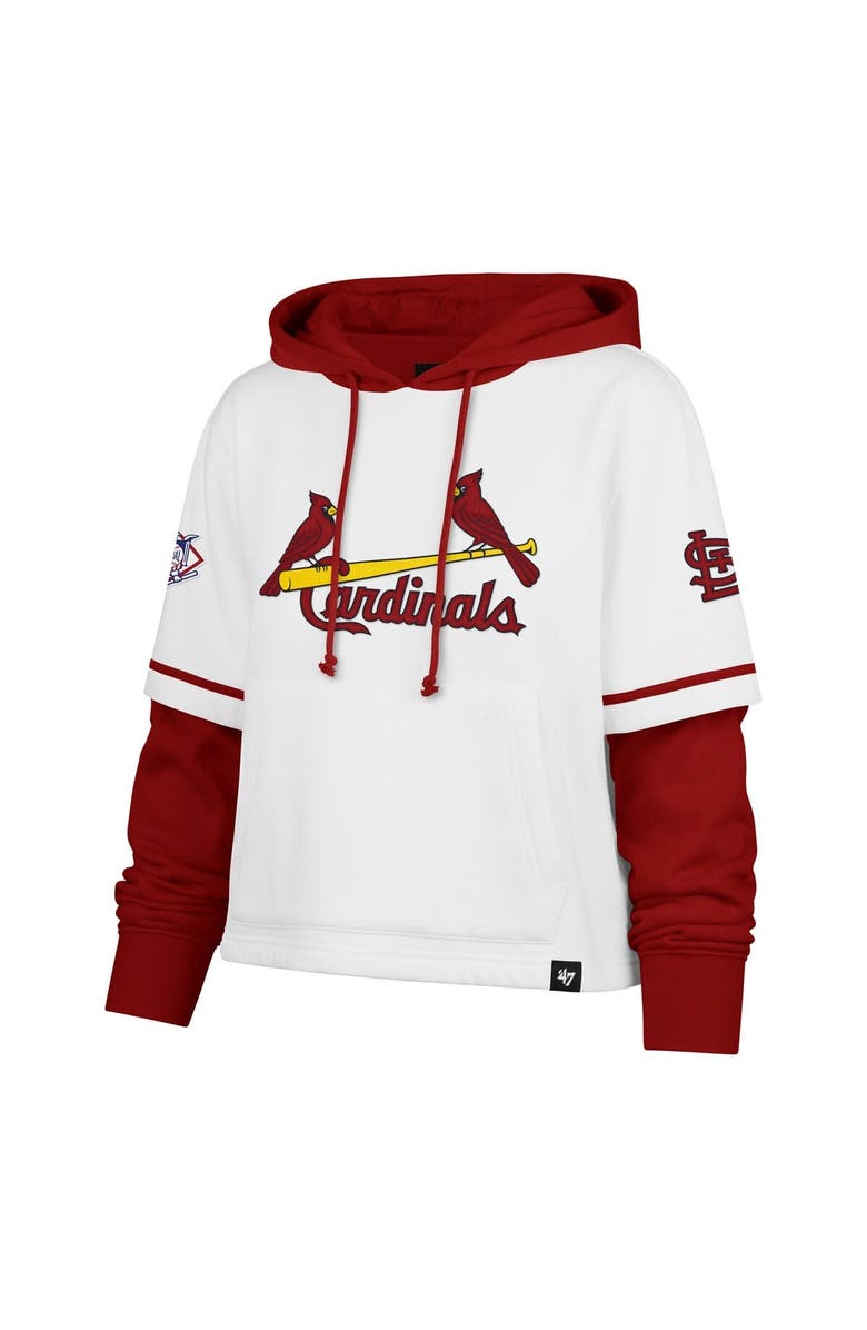 '47 Women's '47 White St. Louis Cardinals Trifecta Shortstop Cropped Pullover Hoodie, Alternate, color, White